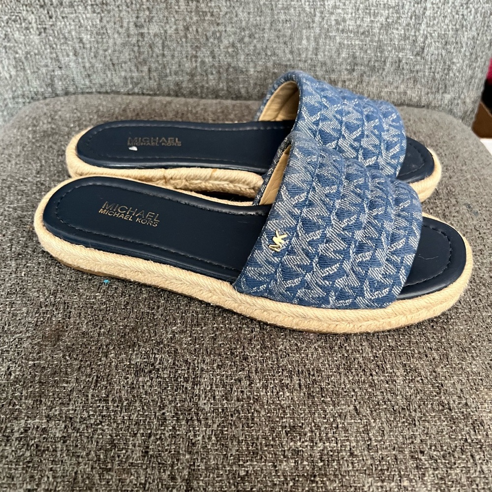 Michael Kors Denim Blue Espadrille Slides